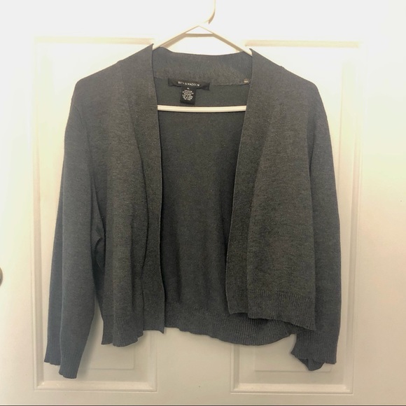 Gray Shrug Sweater with 3 Quarter Length Sleeves - Picture 4 of 7